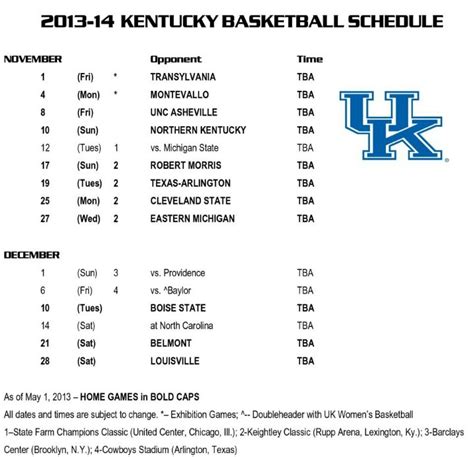 Ky Basketball Schedule Printable
