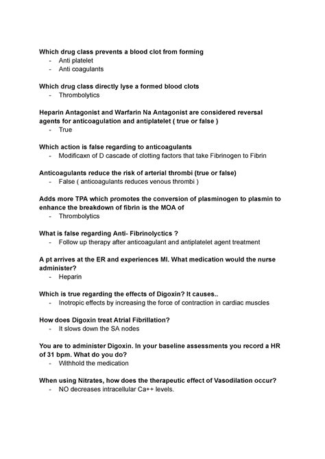PHAR1057 Test 2 Notes - awesome, work - Which drug class prevents a ...
