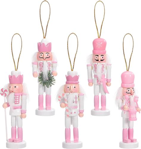 PartyKindom Nutcrackers Christmas Decorations: 5pcs Pink Nutcracker ...