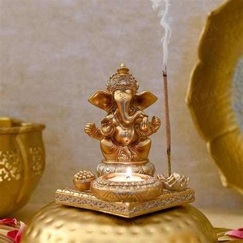 Buy Atharv Ganesha T-light & Incense Holder Online in India - Mypoojabox.in