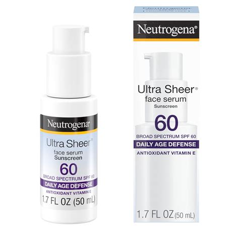 Neutrogena Ultra Sheer Moisturizing Face Serum Sunscreen Spf 60+