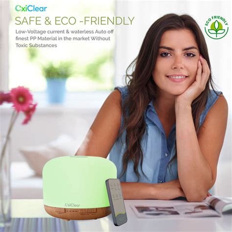 OxiClear Essential Oil Diffuser, 500ml Diffuser with Remote Control, E