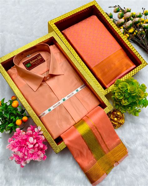 Semi Silk Saree & Semi Silk Dhoti Set - Couple Combo – www.vannamayil.com