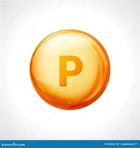 Phosphorus P 3d Minerals Vital Vector Vitamin Gold Icon. Vitamin P Symbol Nutrition Design ...
