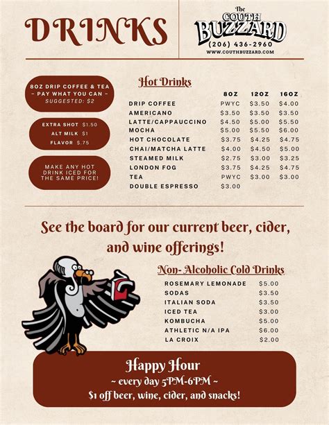 Cafe Menu — The Couth Buzzard