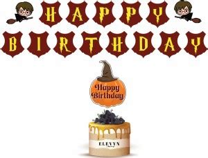 ELEVYN Harry Potter Theme Happy Birthday Banner & Pumpkin Cake Topper ...