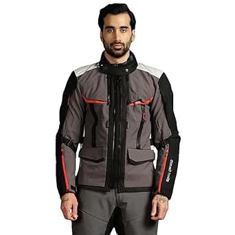 Royal Enfield Mens Darcha Pro Riding Jacket Light Grey (4XL) Ce Level 2 ...