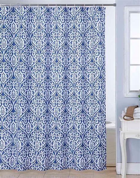 Bianca Polyester Blend Waterproof Printed Shower Curtain with 12 Pieces ...