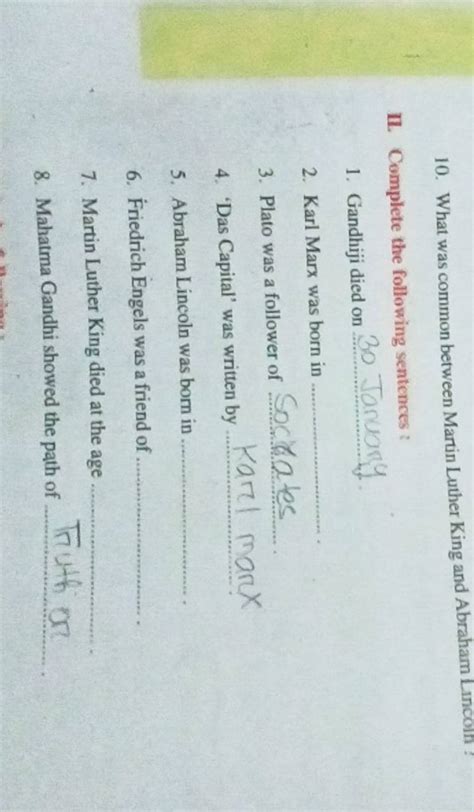 What was common between Martin Luther King and Abraham Lincoln ? II. Comp..