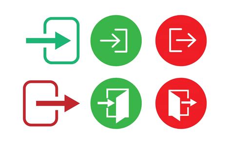 log in and Logout icon in red and green color. Sign in and sign out symbol. Entrance and exit ...