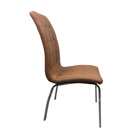 Set 4 scaune dining SELENA, piele ecologica, picioare metalice, brun ...