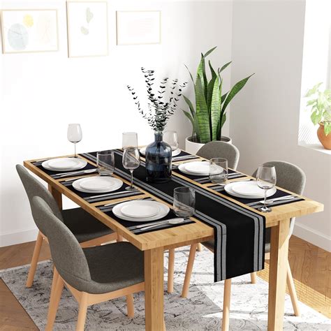 Encasa Homes Dining Set (6 Placemats in + 1 Table Runner) | Ladder ...