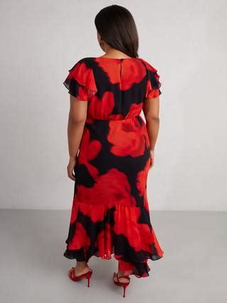 Live Unlimited Curve Petite Floral Dress, Black/Red