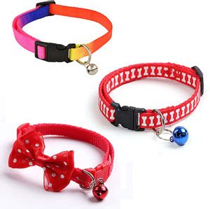 PetFolio Bowtie, Rainbow and Bone print adjustable Collar with Bell ...