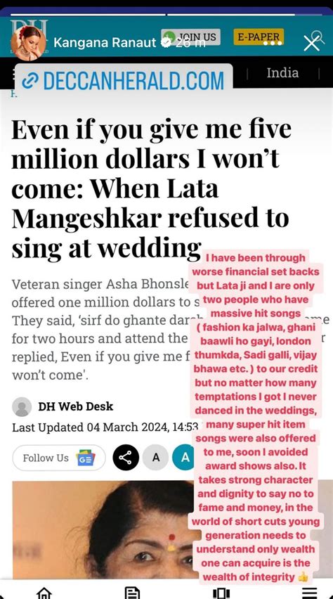 Amid Ambani Wedding, Kangana Ranaut Says She And Lata Ji Are Only Two ...