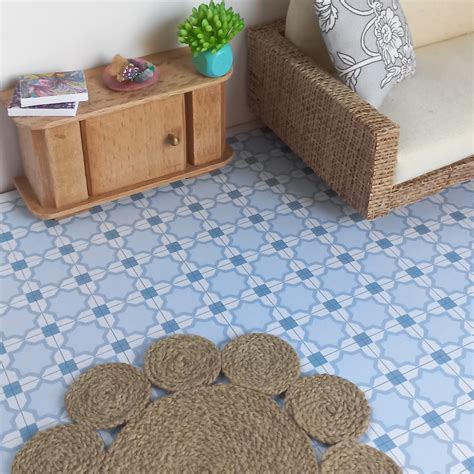 Light blue moroccan star tiles - Dollhouse Floorings.