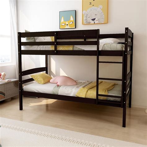 Giantex Solid Wood Twin Over Twin Bunk Bed with High India | Ubuy