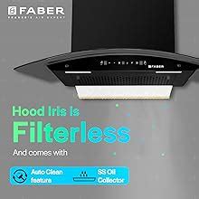 Faber 75cm 1500m³/hr BLDC Autoclean Chimney|Black Matt Filterless|Oil ...