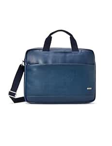 Buy Police Men's Navy Blue Vegan Leather Laptop Messenger Bag with ...