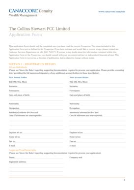 Fillable Online The Collins Stewart PCC Limited Application Form ...