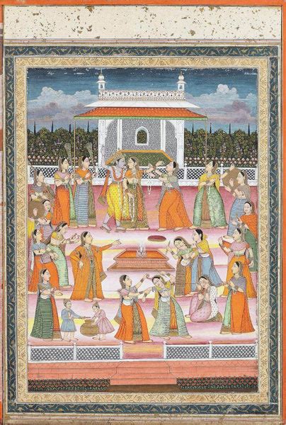 Radha And Krishna Celebrating The Holi festival - Lucknow 18th Century ...