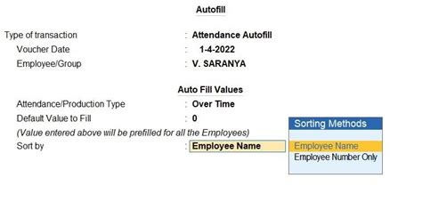 Example Payroll Tally Prime in Tamil
