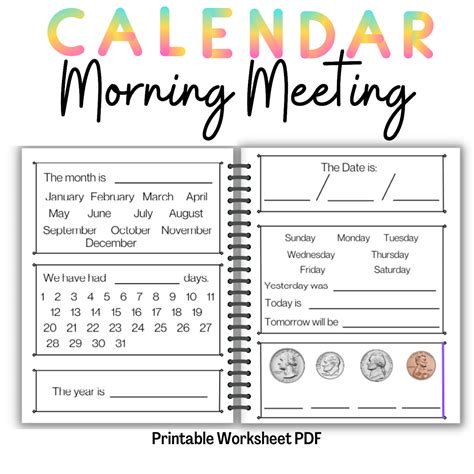 Independent Morning Meeting Calendar Worksheets - Classful