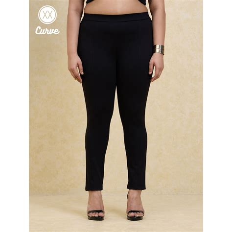 Buy Twenty Dresses by Nykaa Fashion Curve Black Solid High Waist Skinny ...