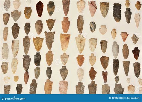 Collection of Native American Arrowheads Stock Photo - Image of tribal ...
