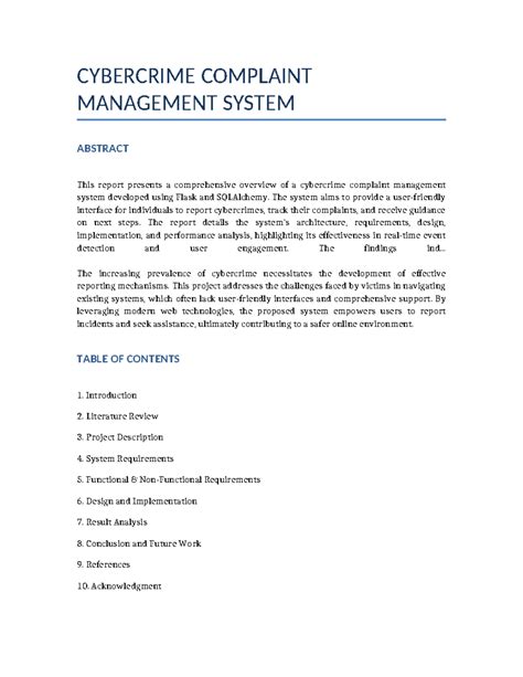 CYBERCRIME COMPLAINT MANAGEMENT SYSTEM REPORT - Studocu