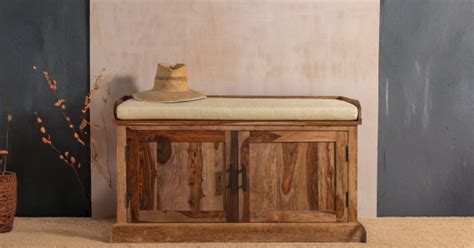 Shop Hallway Shoe Rack with Storage & Seat – Honey Finish