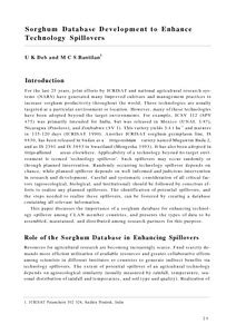 Sorghum Database Development to Enhance Technology Spillovers - OAR@ICRISAT