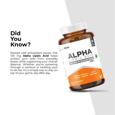 ATOM ALA (Alpha Lipoic Acid) – 60 Veg Capsules | Antioxidant Support ...