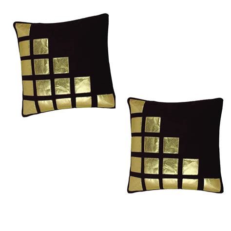 Buy MSenterprises Cushion Covers Brown Velvet Rexin Geometrical Pack of ...