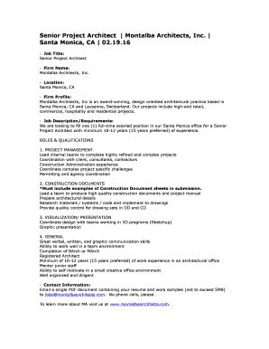 Fillable Online Senior Project Architect Montalba Architects, Inc Fax ...
