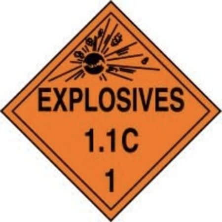 Accuform DOT PLACARD HAZARD CLASS 1 MPL130VP100 MPL130VP100 | Zoro
