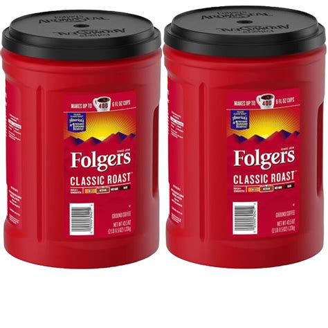 Folger Classic Roast Ground Coffee Medium Roast, 2 pack 43.5 oz with ...