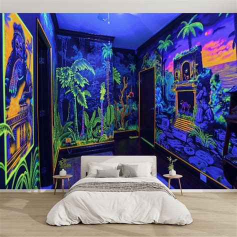 Modern Wallpaper Murals 3D Mystical Neon for Children s Bedroom Peel ...