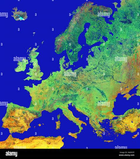 EUROPE - Graphic map of Europe created from ESA satellite imagery - Image: Geopix/ESA Stock ...