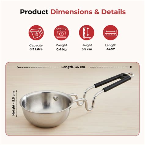 Vinod - Claro Heavy Gauge Stainless Steel Tadka Pan Plain, 1.5 mm ...