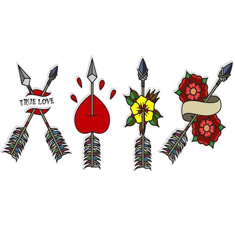 Temporary Tattoowala Arrow Heart 4 Design Colourful Temporary Tattoo ...