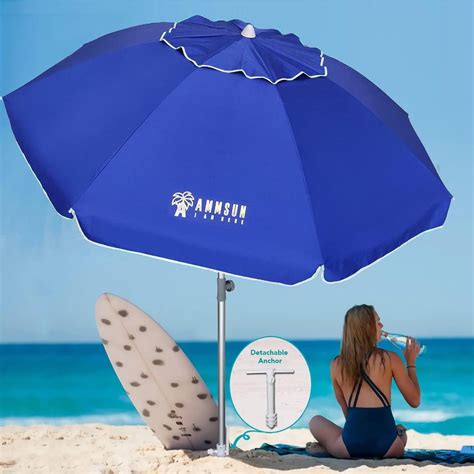 AMMSUN 7ft Heavy Duty Beach Umbrella, UPF50+ UV Sunshade with Sand ...
