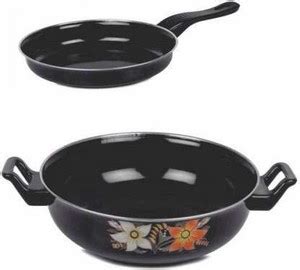 Mehak Heavy Weight Hard Anodised Kadhai+Fry pan Combo set Kadhai 25 cm ...