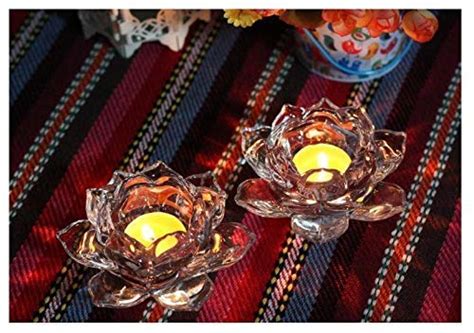 Buy Bamby 2 Piece Lotus Shape Tea Light Candle Holder in Glass Online ...
