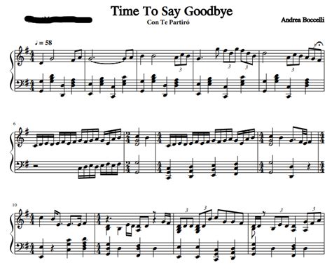Andrea Bocelli - Time To Say Goodbye Free Sheet Music PDF for Piano ...