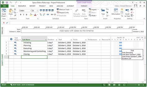 Adding Tasks in MS Project 的图像结果