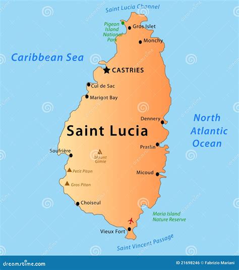 Saint Lucia map stock illustration. Illustration of antilles - 21698246
