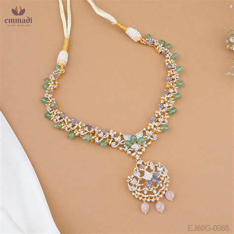 Violet Radiance: Multi-Colored Gemstone Necklace – Emmadi Silver Jewellery