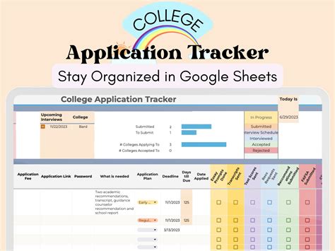 College Application Tracker College to Do List Organizer ADHD Student Planner Graduation ...
