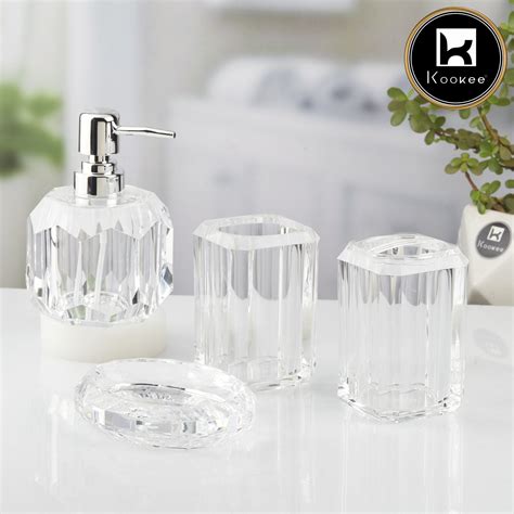 Kookee Acrylic Bathroom Accessories Set of 3, Modern Bath Set with ...